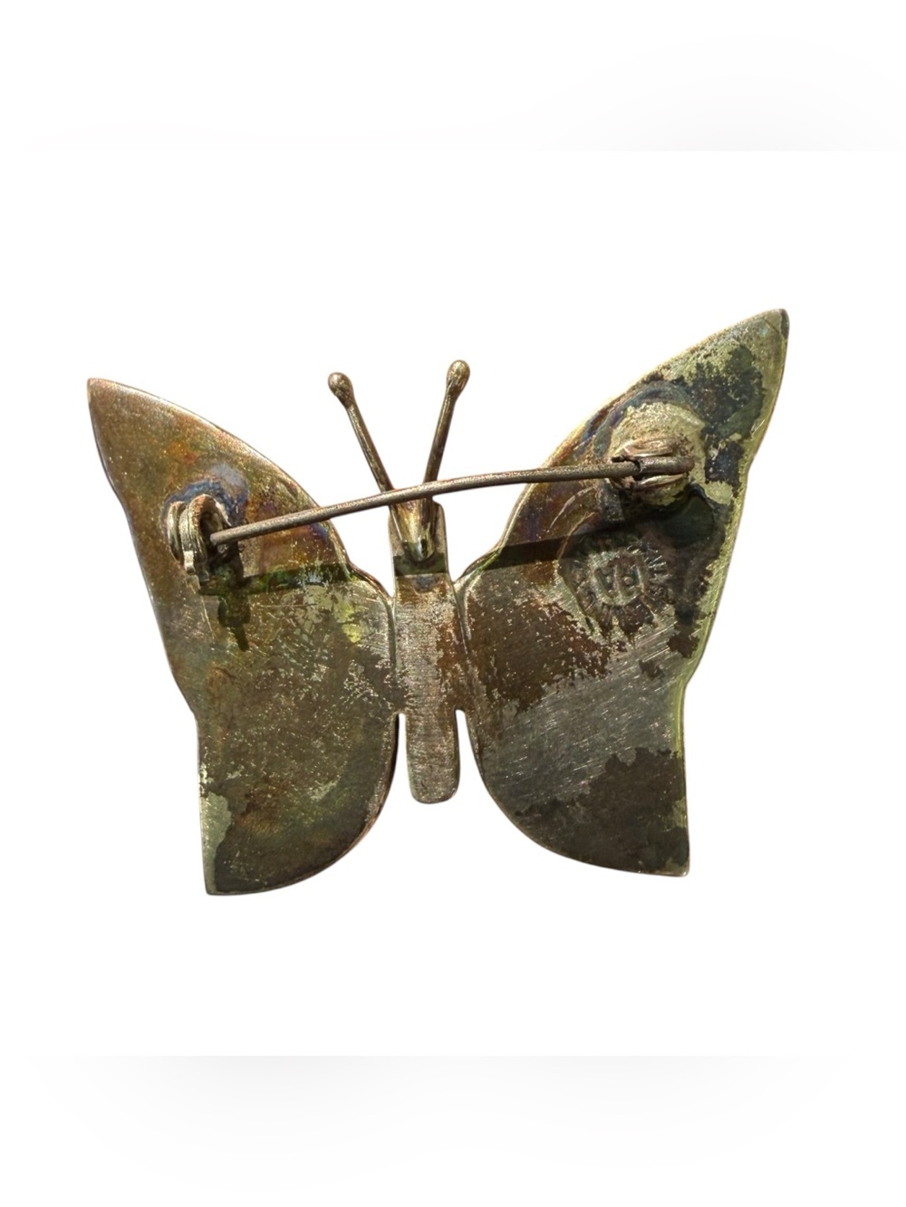 Vintage Abalone Butterfly Pin Brooch Mexico Sterling 925 - Picture 2 of 4
